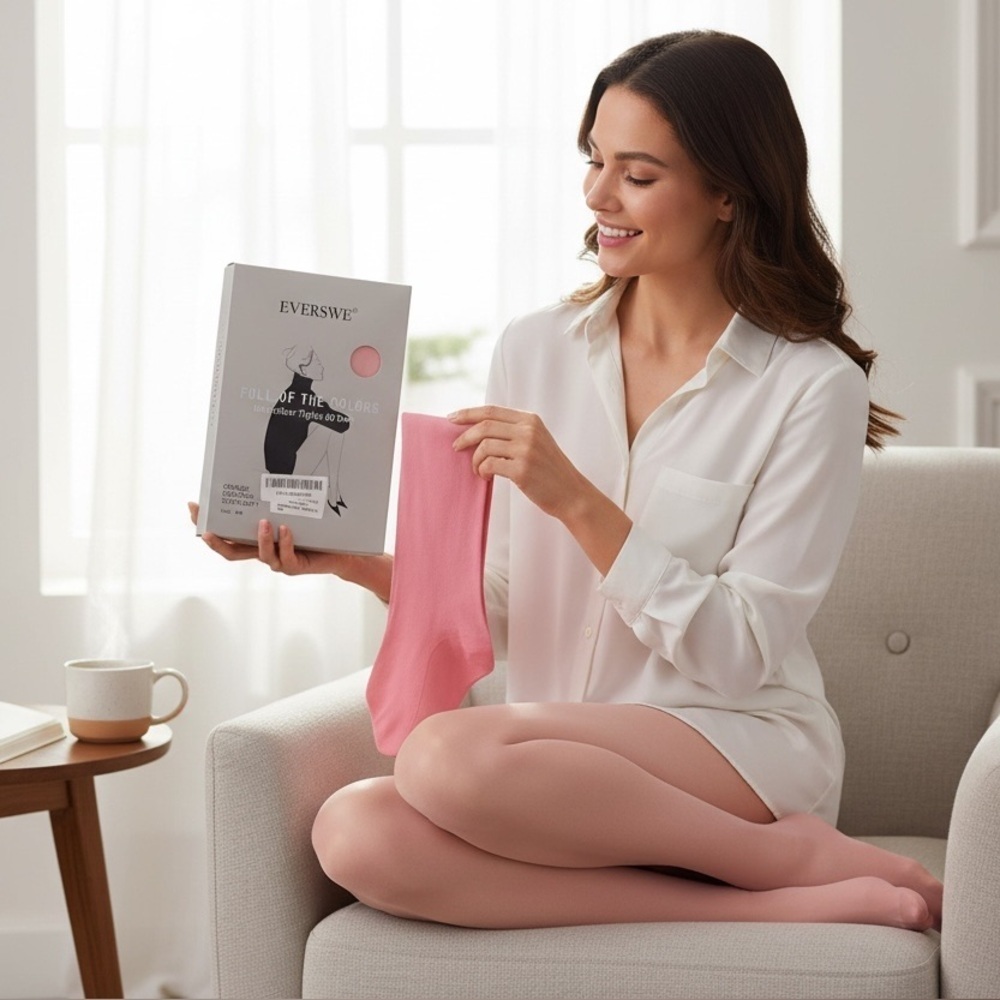 Everswe Women’s 80 Den Soft Opaque Microfiber Tights – Pink S/M NWT